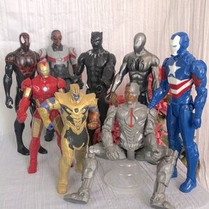 MARVEL & JUSTICE LEAGUE lot 8 large action figures toys Cap't America Thanos +6